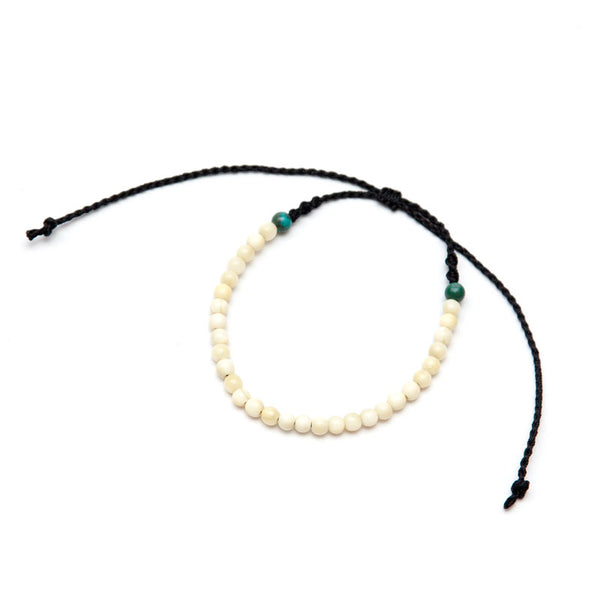 クジラ歯 丸玉数珠ブレスレット