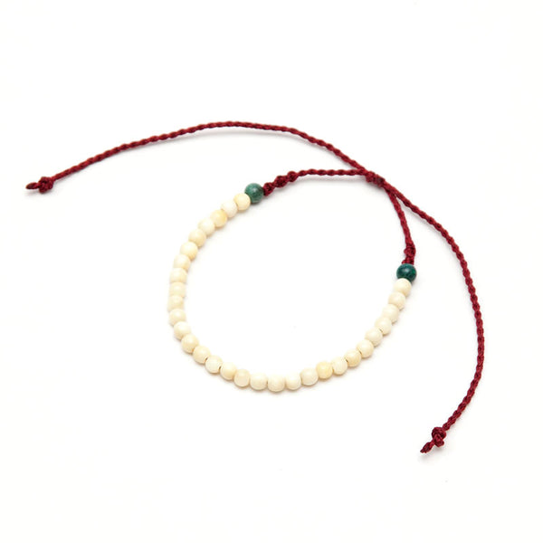 クジラ歯 丸玉数珠ブレスレット