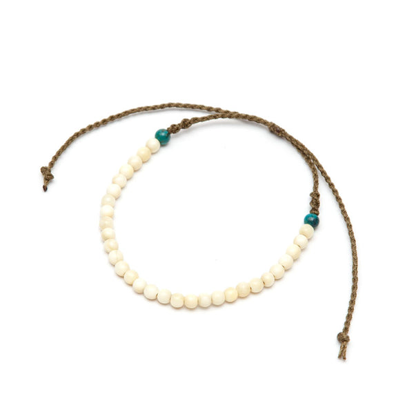 クジラ歯 丸玉数珠ブレスレット