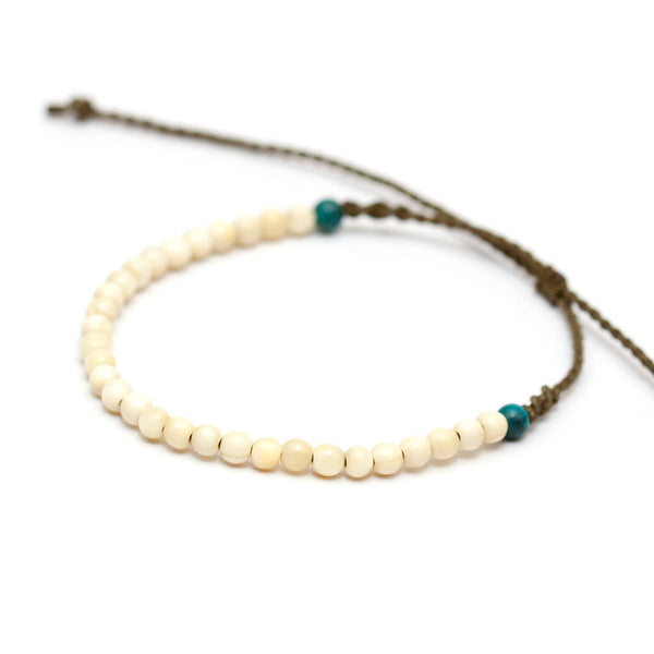 クジラ歯 丸玉数珠ブレスレット