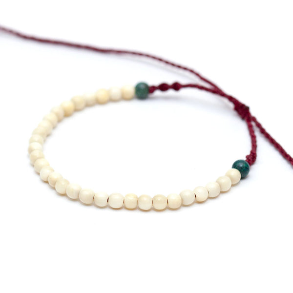 クジラ歯 丸玉数珠ブレスレット