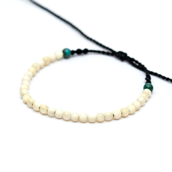 クジラ歯 丸玉数珠ブレスレット