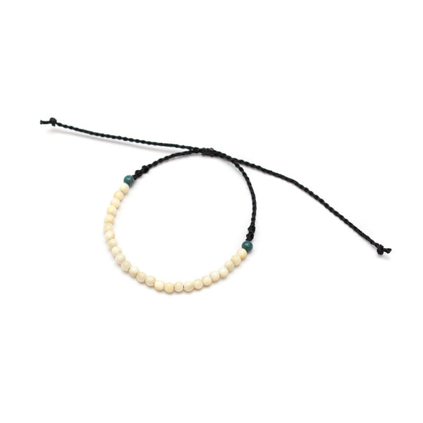 クジラ歯 丸玉数珠ブレスレット(レディースサイズ)