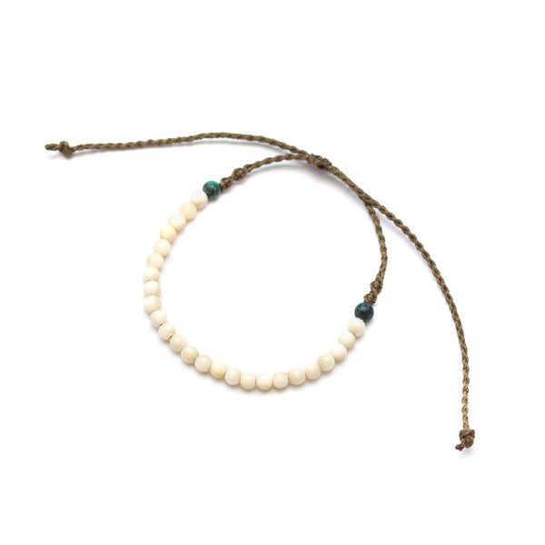 クジラ歯 丸玉数珠ブレスレット(レディースサイズ)