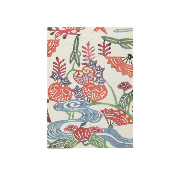 月桃紙 絵はがき 古典紅型「扇と流水」