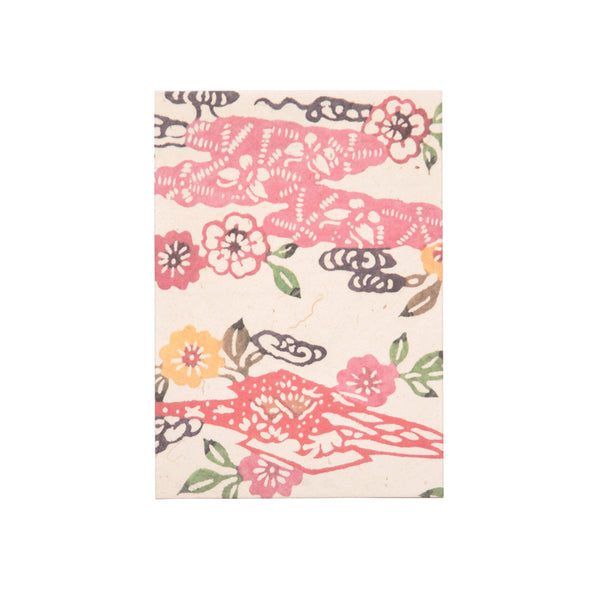 月桃紙 絵はがき 古典紅型「桜と霞」