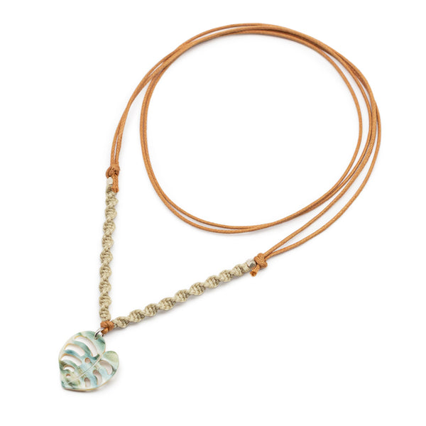 夜光貝 モンステラネックレス