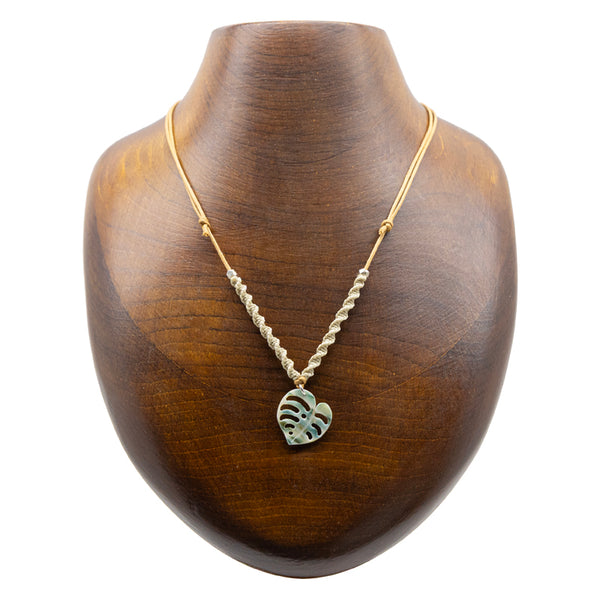 夜光貝 モンステラネックレス