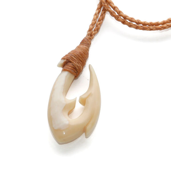 Whale Teeth Fish Hook Necklace